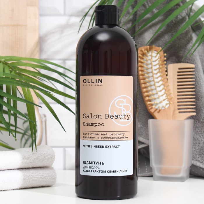 Шампунь для волос Ollin Professional с экстрактом семян льна, 1000 мл - Фото 1