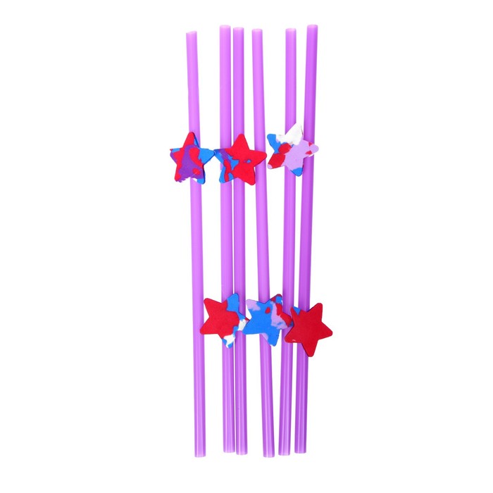 Трубочка для коктейля «Звезда», в наборе 6 штук, цвета МИКС - фото 1906135118
