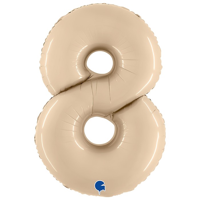 Шар фольгированный цифра 40" «8» Сатин Cream - Фото 1