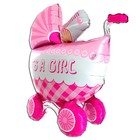 Шар фольгированный 27'' фигура, «3D Коляска для девочки», на подставке - фото 321370622