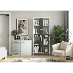 Комплект мебели стеллаж Asti 80х29,6х181,7 см, комод Nova 90х41х74,2 см, цвет белый/бетон