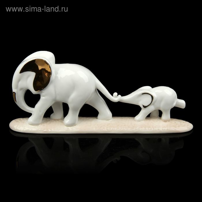 Сувенир керамика "Слониха со слонёнком" 8х19х3,4 см - Фото 1
