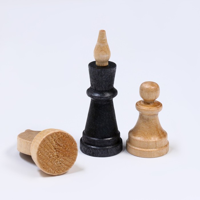 Настольная игра 3 в 1: шахматы, шашки, нарды, деревянные фигуры, доска 29.5 х 29.5 см - фото 1886981920