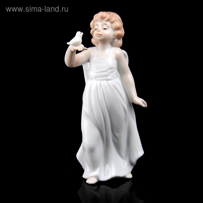 Сувенир керамика "Ангелочек с голубком" 8х6х15,5 см - Фото 1