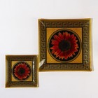 Набор столовый, 7 предметов: 30×30 см - 1 шт., 18×18 см - 6 шт., стекло, жёлтый - фото 42260422