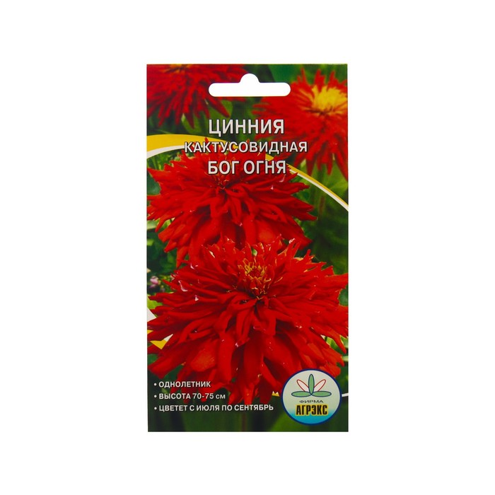 Семена Цветов Цинния кактусовидная Бог огня, 0,2 г - Фото 1