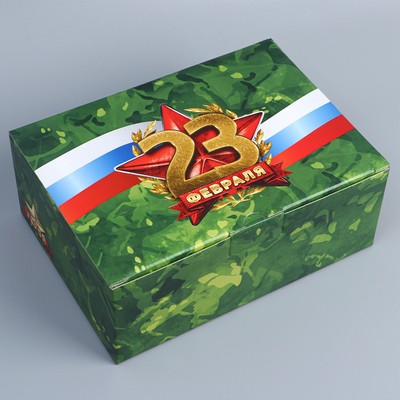 Коробка подарочная сборная, упаковка, «23 февраля», 26 х 19 х 10 см