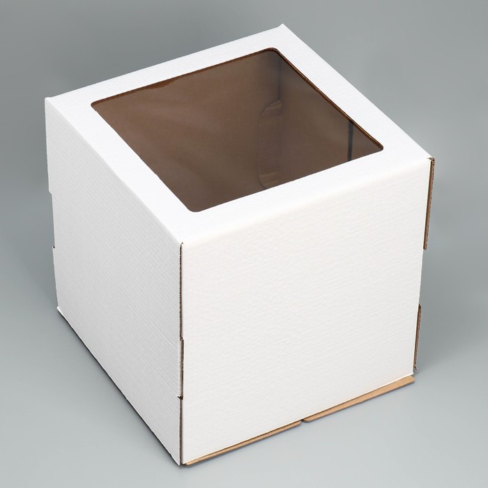 Коробка для торта с окном, кондитерская упаковка «Белая» 29,5 х 29,5 х 30 см