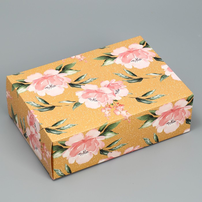 Коробка подарочная складная, упаковка, «Цветы», 16 х 23 х 7.5 см - фото 1928040275