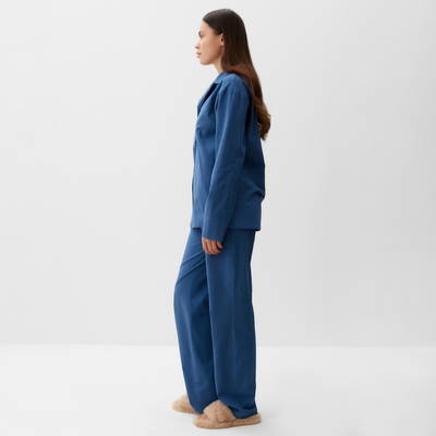 Пижама женская (рубашка, брюки) KAFTAN Basic, размер 48-50, синяя
