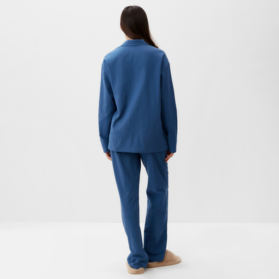 Пижама женская (рубашка, брюки) KAFTAN Basic, размер 48-50, синяя