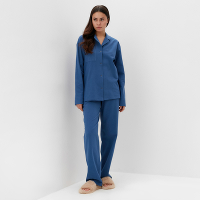 Пижама женская (рубашка, брюки) KAFTAN Basic, размер 48-50, синяя