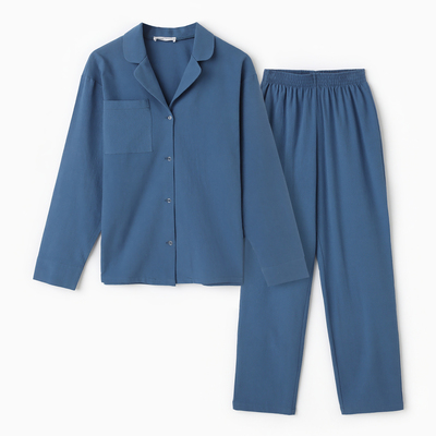Пижама женская (рубашка, брюки) KAFTAN Basic, размер 48-50, синяя