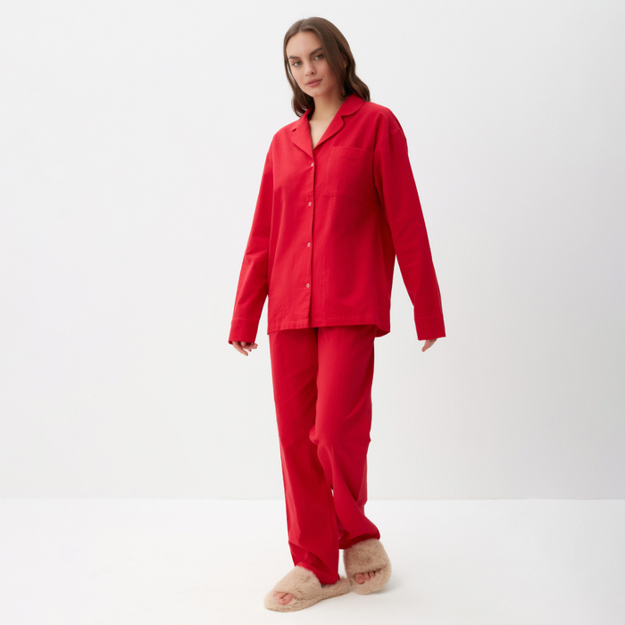 Пижама женская (рубашка и брюки) KAFTAN "Basic" р.40-42, красный - Фото 1