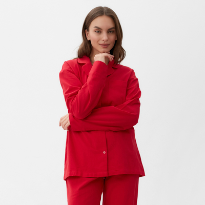 Пижама женская (рубашка, брюки) KAFTAN Basic, размер 52-54, красная