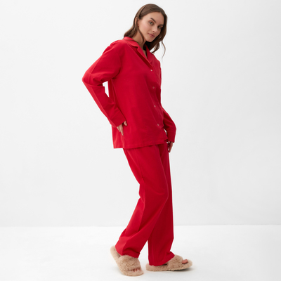 Пижама женская (рубашка, брюки) KAFTAN Basic, размер 52-54, красная