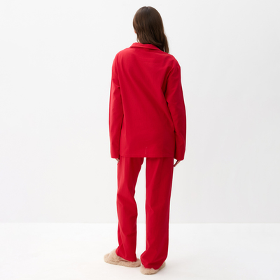 Пижама женская (рубашка, брюки) KAFTAN Basic, размер 52-54, красная