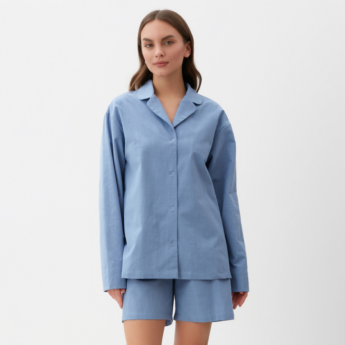 Пижама женская (рубашка и шорты) KAFTAN "Basic" р.40-42, голубой