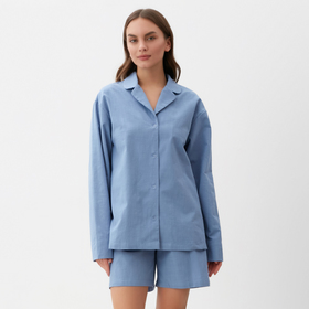 Пижама женская (рубашка и шорты) KAFTAN "Basic" р.44-46, голубой