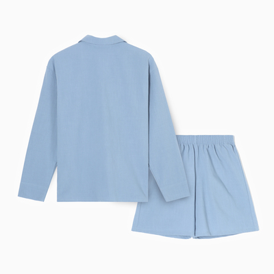 Пижама женская (рубашка, шорты) KAFTAN Basic, размер 44-46, голубая