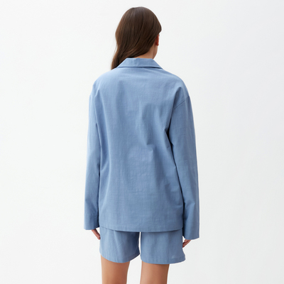 Пижама женская (рубашка, шорты) KAFTAN Basic, размер 44-46, голубая