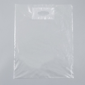 Пакет полиэтиленовый с вырубной ручкой, прозрачный 30-40 См, 60 мкм (комплект 50 шт)