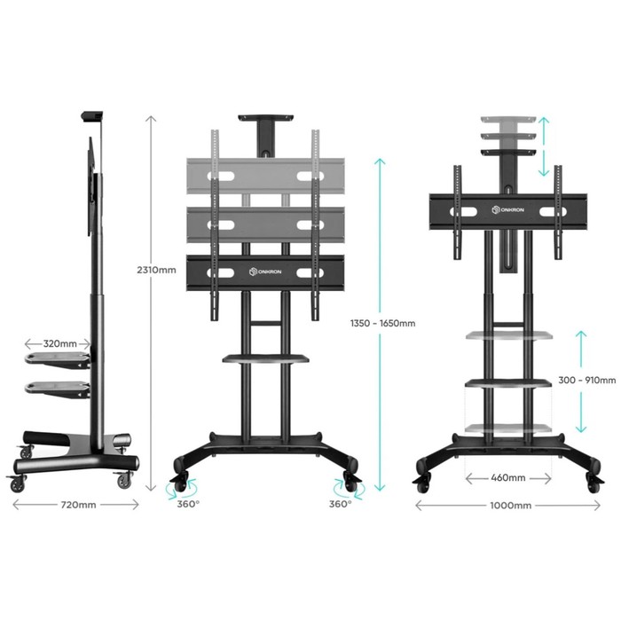 Стойка для ТВ ONKRON TS1881, напольная, 50"-86", 90,9 кг, чёрная - фото 51434793