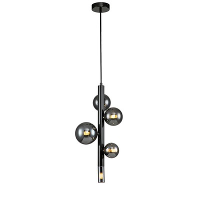 Светильник подвесной Indigo, 11026/5P Black. 5х28Вт, G9, 200х200х460/1660 мм, цвет дымчатый