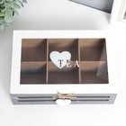 Шкатулка для чая дерево «Чайная любовь», с делениями, для украшений, мелочи, 16×24×7.5 см - Фото 3