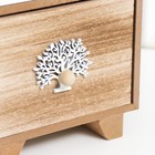 Шкатулка дерево комод 3 ящика "Дерево и птичка" бежево-белая 10х14х31,8 см - фото 7208454