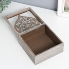 Шкатулка дерево, стекло "Ажурное сердце" набор 3 шт 12х12х6,5;15х15х8;18х18х9 см - фото 21916596