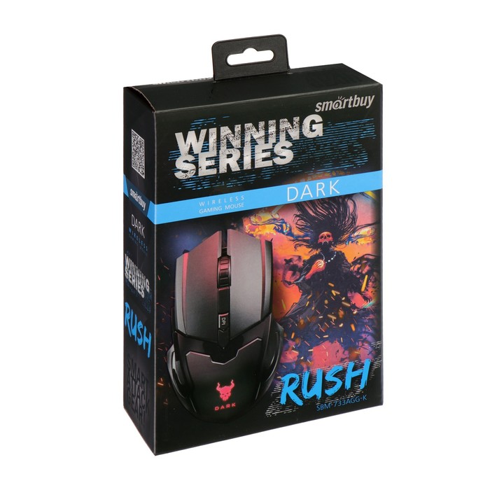 Мышь Smartbuy RUSH Dark, игровая, беспроводная, 1600 dpi, 2хААА, USB, подсветка, чёрная - фото 51306432