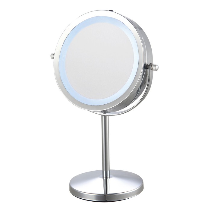 Зеркало косметическое настольное UniStor AURA, двухстороннее, d=17см, с LED подсветкой - Фото 1