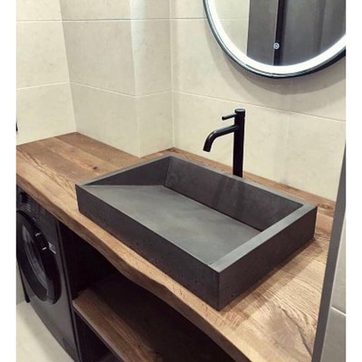Раковина Uperwood Mariana, накладная, 60×40 см, прямоугольная, графит