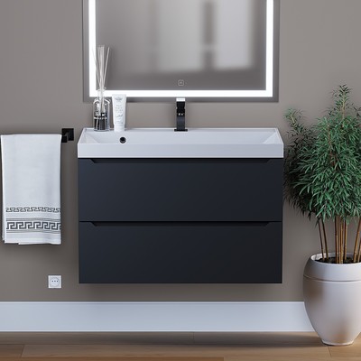 Тумба подвесная Uperwood, под раковину Uperwood Tanos, 80, цвет чёрный