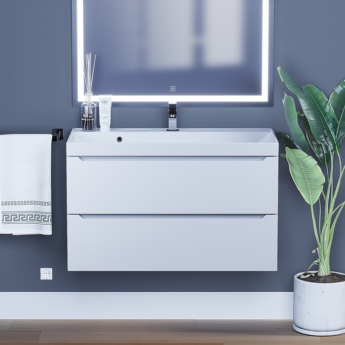 Тумба подвесная Uperwood, с раковиной Uperwood Tanos, 90, цвет белый