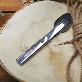 

Набор туристический столовых приборов "СЛЕДОПЫТ" (ложка, вилка, нож, открывашка)