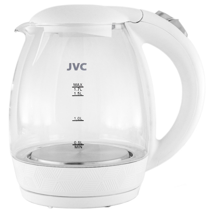 Чайник электрический jvc JK-KE1514, стеклянный, 2200 Вт, 1.7 л, белый - Фото 1
