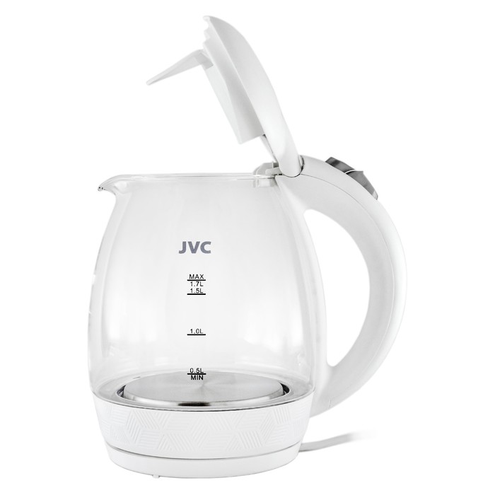 Чайник электрический jvc JK-KE1514, стеклянный, 2200 Вт, 1.7 л, белый - фото 51337166