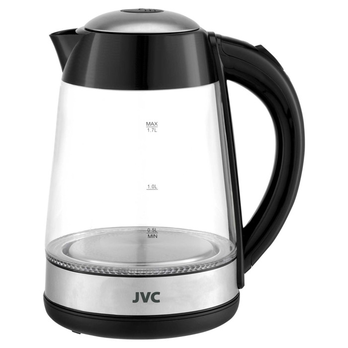 Чайник электрический jvc JK-KE1705, стеклянный, 2200 Вт, 1.7 л, чёрный