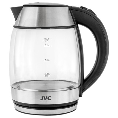 Чайник электрический jvc JK-KE1707, стеклянный, 2200 Вт, 1.7 л, чёрный