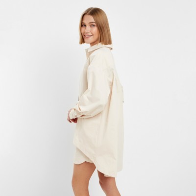 Костюм женский (рубашка, шорты) MINAKU: Oversize, молочный, размер 44
