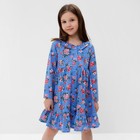 Платье для девочки, цвет голубой/розы, рост 128 см - фото 10122444