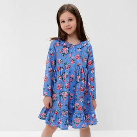 Платье для девочки, цвет голубой/розы, рост 98 см