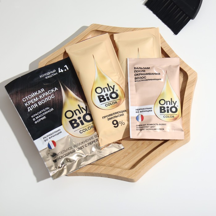 Стойкая крем-краска для волос серии Only Bio COLOR тон 4.1 холодный каштан, 115 мл 32091