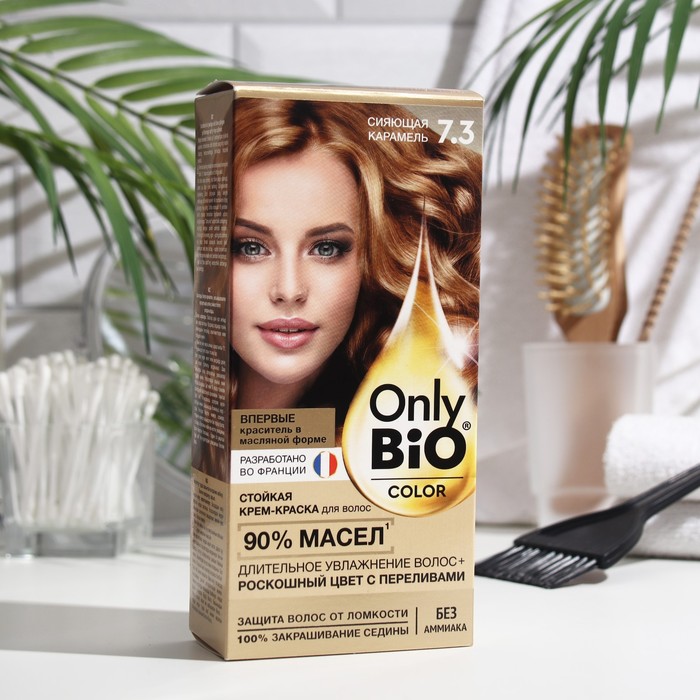 Стойкая крем-краска для волос серии Only Bio COLOR тон 7.3 сияющая карамель, 115 мл - Фото 1