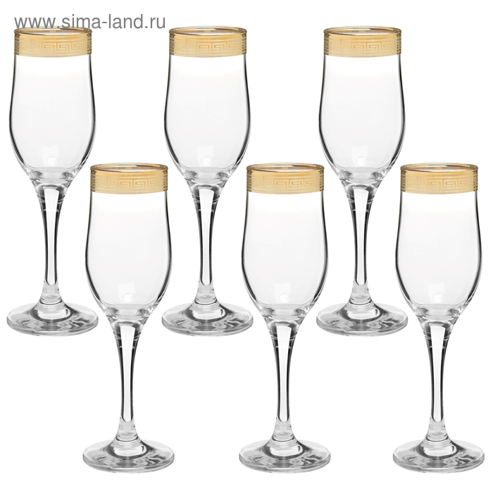 Набор бокалов для шампанского 6 шт 190 мл «Золотая полоса» - Фото 1