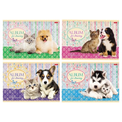 Альбом для рисования А4, 40 листов, на скрепке, «Маленькие друзья», обложка мелованный картон, блок 100 г/м², МИКС