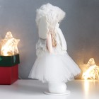 Интерьерная текстильная кукла «Девочка в платье, пушистой серой шубке и шапке с крыльями», 16 см - Фото 2