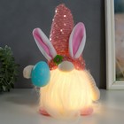Кукла интерьерная свет "Гном в колпаке с зайчьими ушами, пайетки" розовый 30х8х8 см - Фото 1